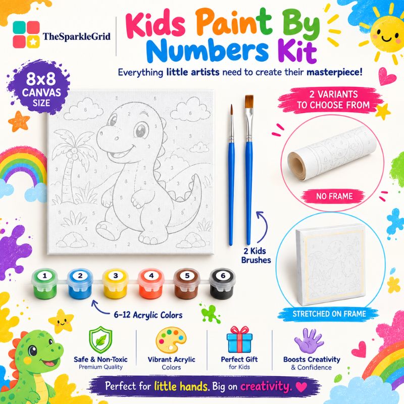 Kids Paint by Numbers kit contents by TheSparkleGrid