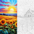 Sunflower Farm Sunset Paint by Numbers Kit | Van Gogh Style Floral Landscape Paint by Numbers for Adults
