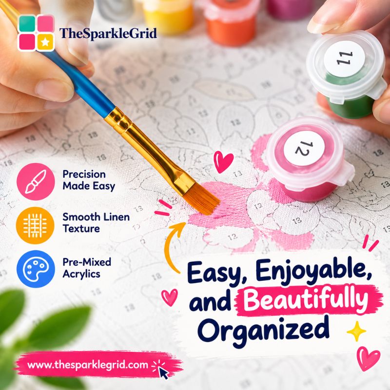 TheSparkleGrid Kids Paint by Numbers kit paints and canvas detail