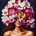 Woman with Orchid Crown 5D Diamond Painting Kit | Floral Figure Diamond Art for Adults