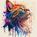 Watercolour Cat Portrait 5D Diamond Painting Kit | Abstract Animal Diamond Art for Adults