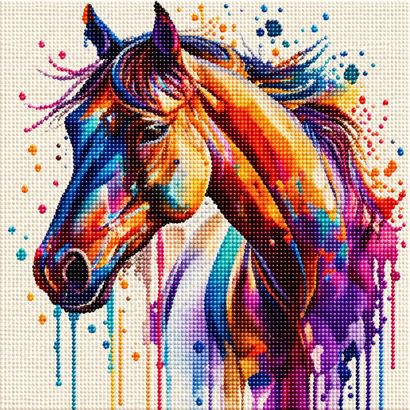 Watercolour Horse Portrait 5D Diamond Painting Kit | Abstract Animal Diamond Art for Adults