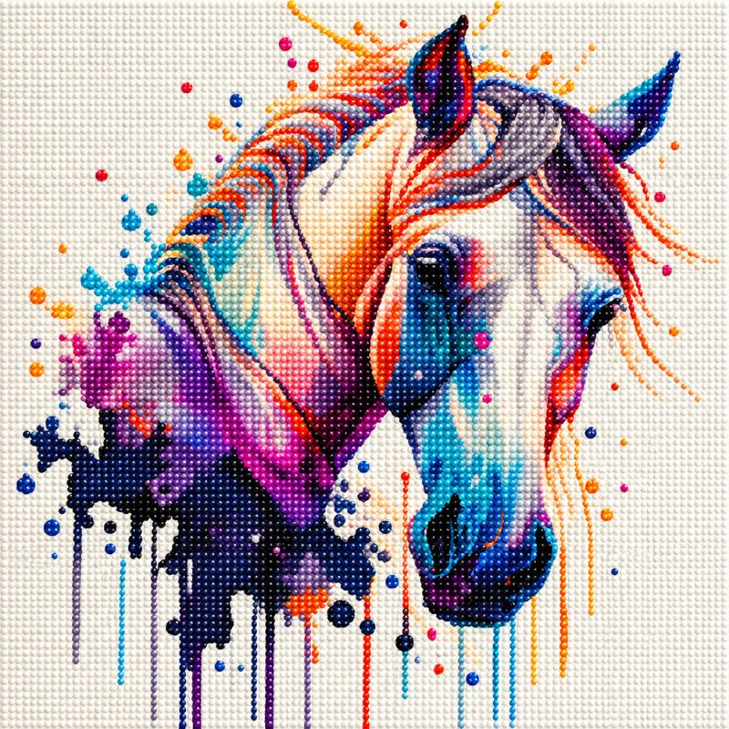 Watercolour Bay Horse Portrait 5D Diamond Painting Kit | Abstract Animal Diamond Art for Adults
