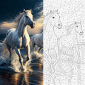 White Horses on the Beach Paint by Numbers Kit | Animal Art for Adults