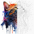 Watercolour Cat Portrait Paint by Numbers Kit | Abstract Animal Art for Adults