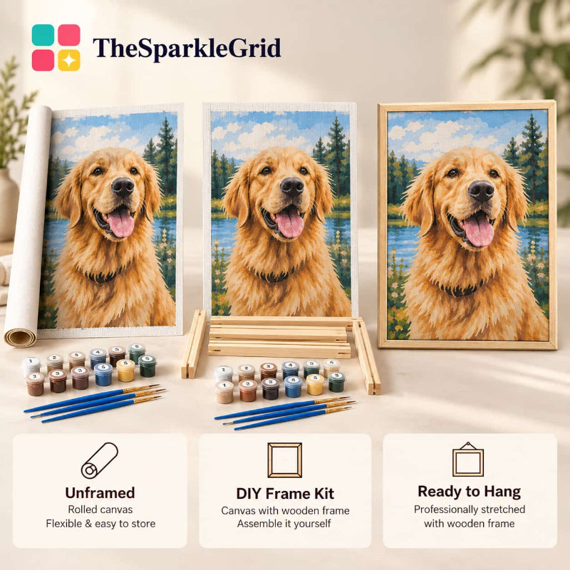 TheSparkleGrid paint by numbers kit frame options