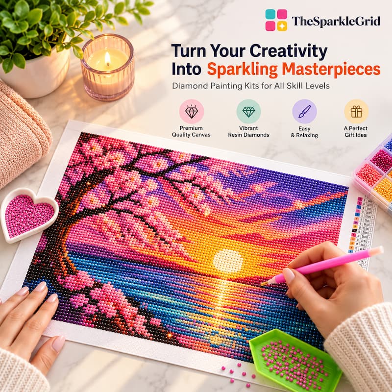 Diamond painting kit lifestyle by TheSparkleGrid