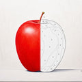 Realistic red apple paint by numbers reference artwork preserved in original proportions at 1000x1000 pixels