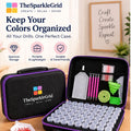 TheSparkleGrid diamond painting storage organizer case with multiple bead containers, painting tools, trays, and spacious portable storage for organizing colorful diamond painting drills.